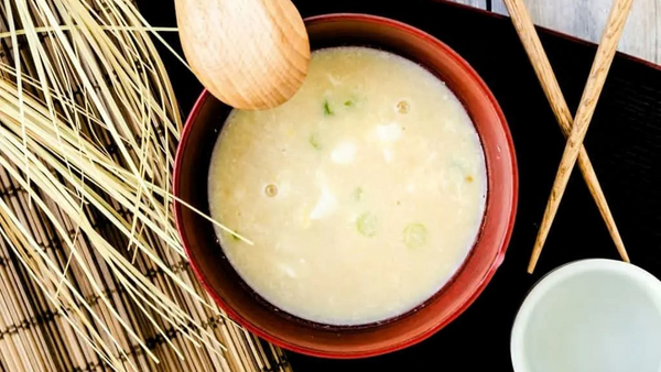 A bowl of miso soup for keto japanese food