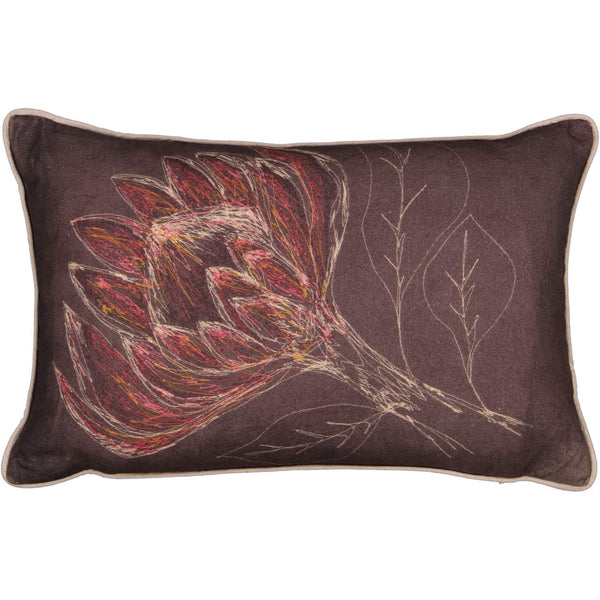 Charcoal King Protea Cushion Cover (Printed)