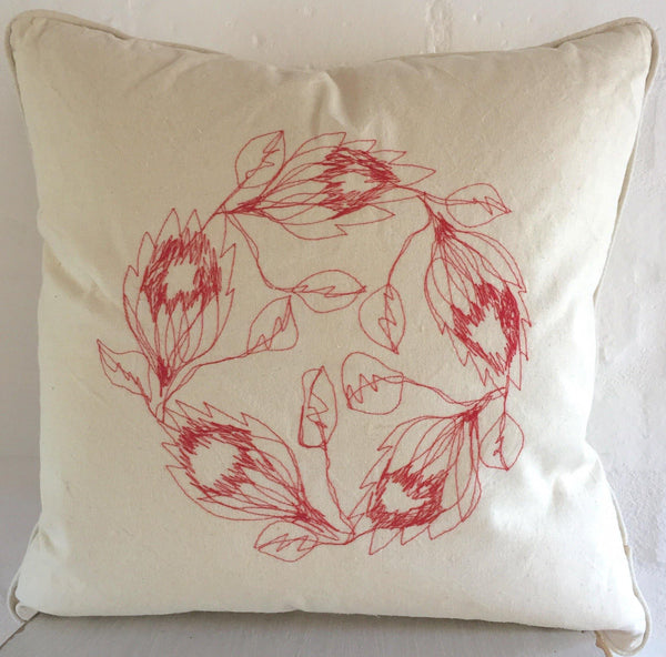 Protea Wreath Cushion Cover (Stitched)