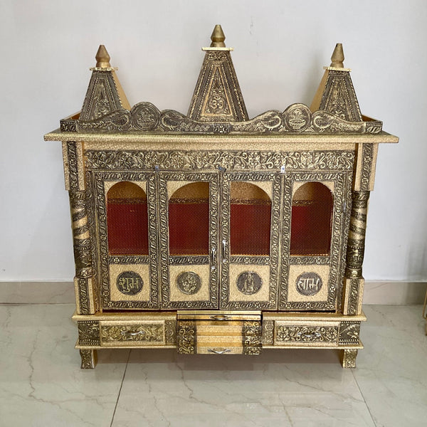 31.5” Wooden Temple (Mandir) - Crafts N Chisel - Indian Home Decor USA