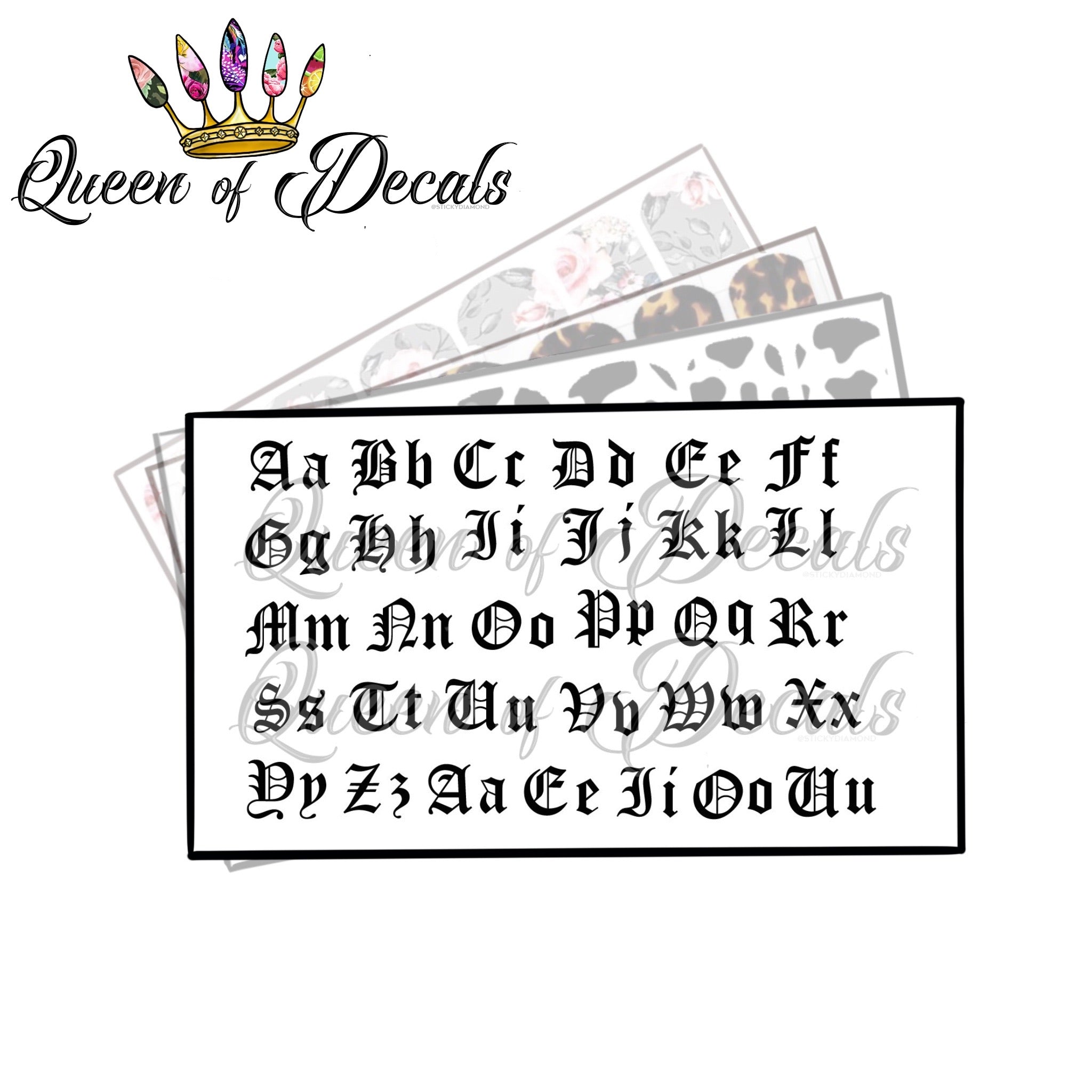 Old English Font Alphabet Queen Of Decals