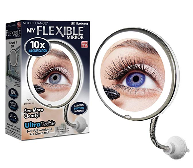 10X Magnifying Makeup Mirror with Light Adjustable Gooseneck Suction Cup Makeup Mirror