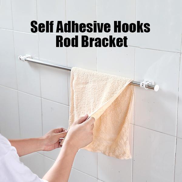 Self Adhesive Hooks Rod Bracket Pole  2PCS/Set
