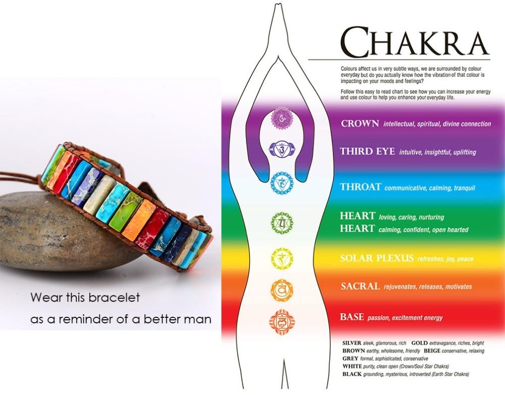 Chakra Bracelet Jewelry Handmade Multi Color Natural Stone Tube Beads