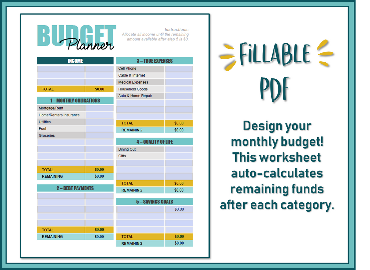 drive budget planner template