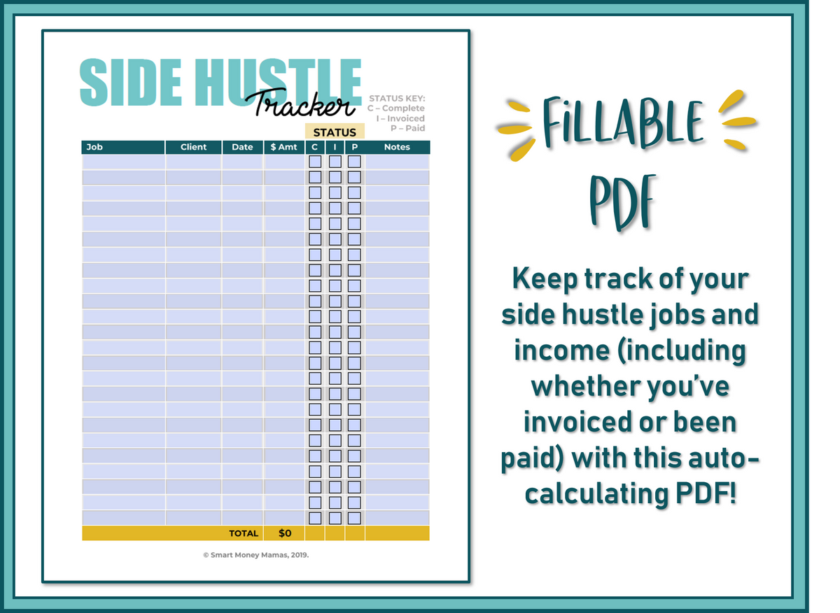 Side Hustle Income Tracker - Fillable & Auto-Calculating PDF – Smart