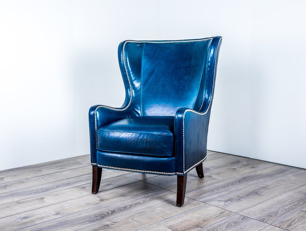 Featured image of post Blue Leather Wingback Chair / Wingback armchair, caspian blue velvet.