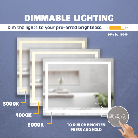 Touchscreen dimmable LED Mirror by Prominence Home