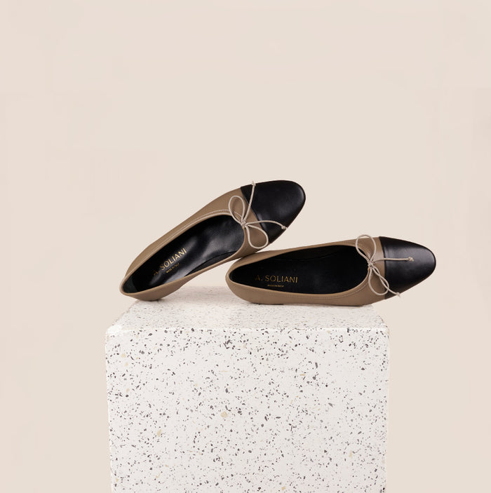 Como Ballet Flat in Denim/Black | A. Soliani 34 / Denim/Black - Italian Leather Flats