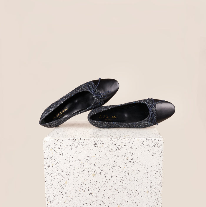 Como Ballet Flat in Black Diamond Leather | A.Soliani 36.5 / Black - Italian Leather Flats