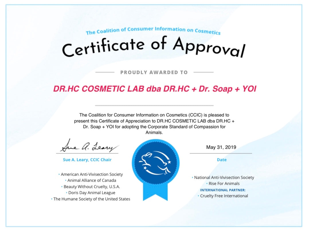 Dr.C Lab Leaping Bunny Certificate