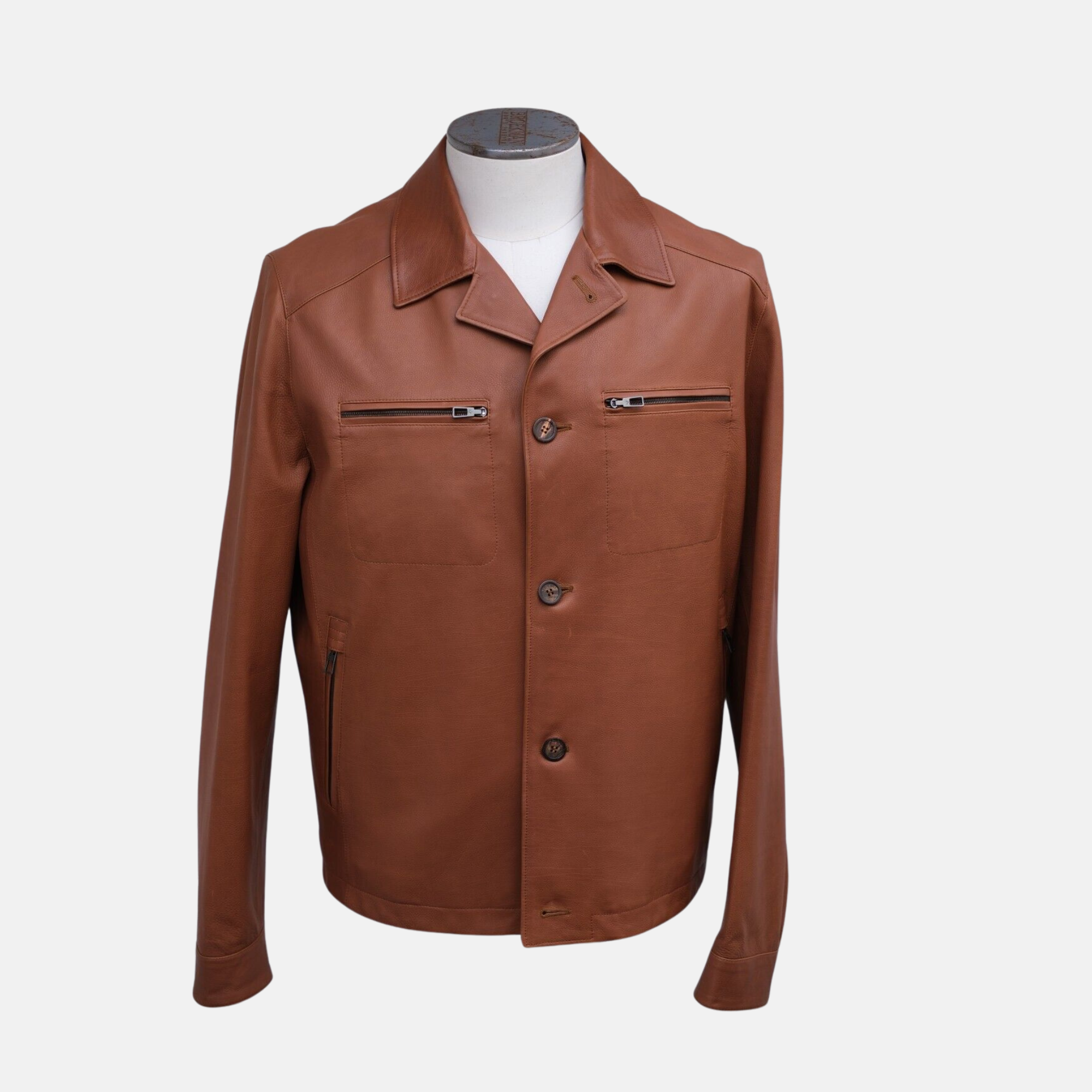 image of Brown Biker Leather Jacket (M)