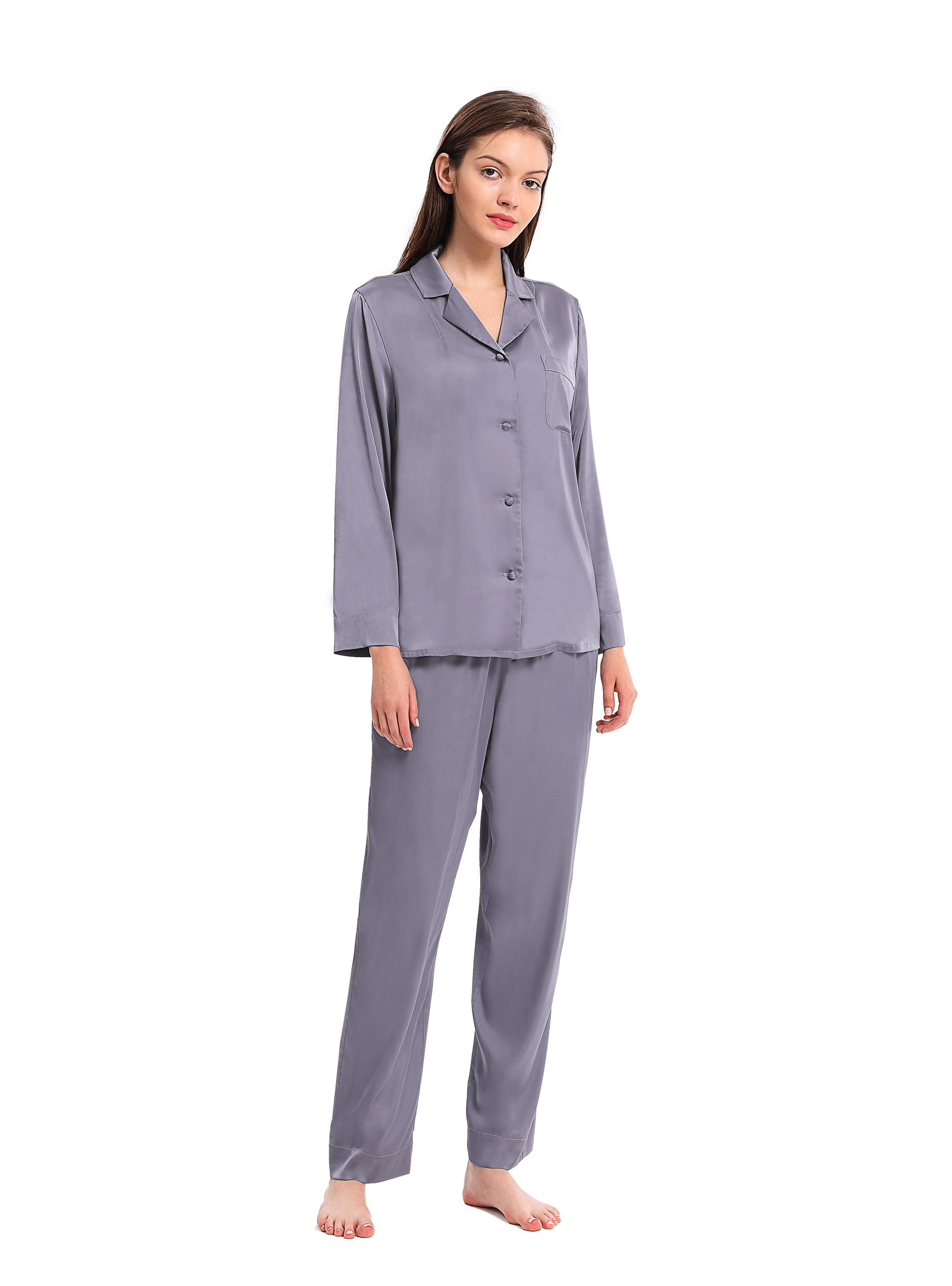 Pajama Set for Women Long Sleeve Button-Down Sleepwear - FemoFit