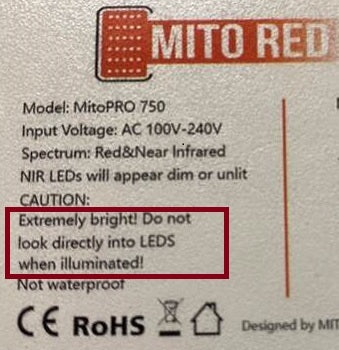Mito Red Light warning label