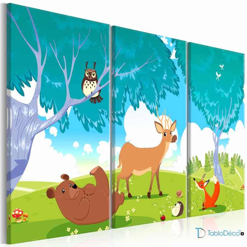 Tableau Animaux Bebe 3 Panneaux