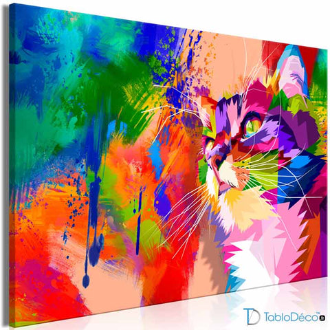 Tableau D Un Chat Multicolore