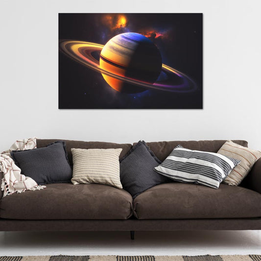 Toile imprimée de la Planète Saturne - TabloDéco.fr