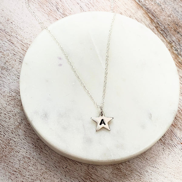 Star Initial Necklace - Silver Magpie Fingerprint Jewellery