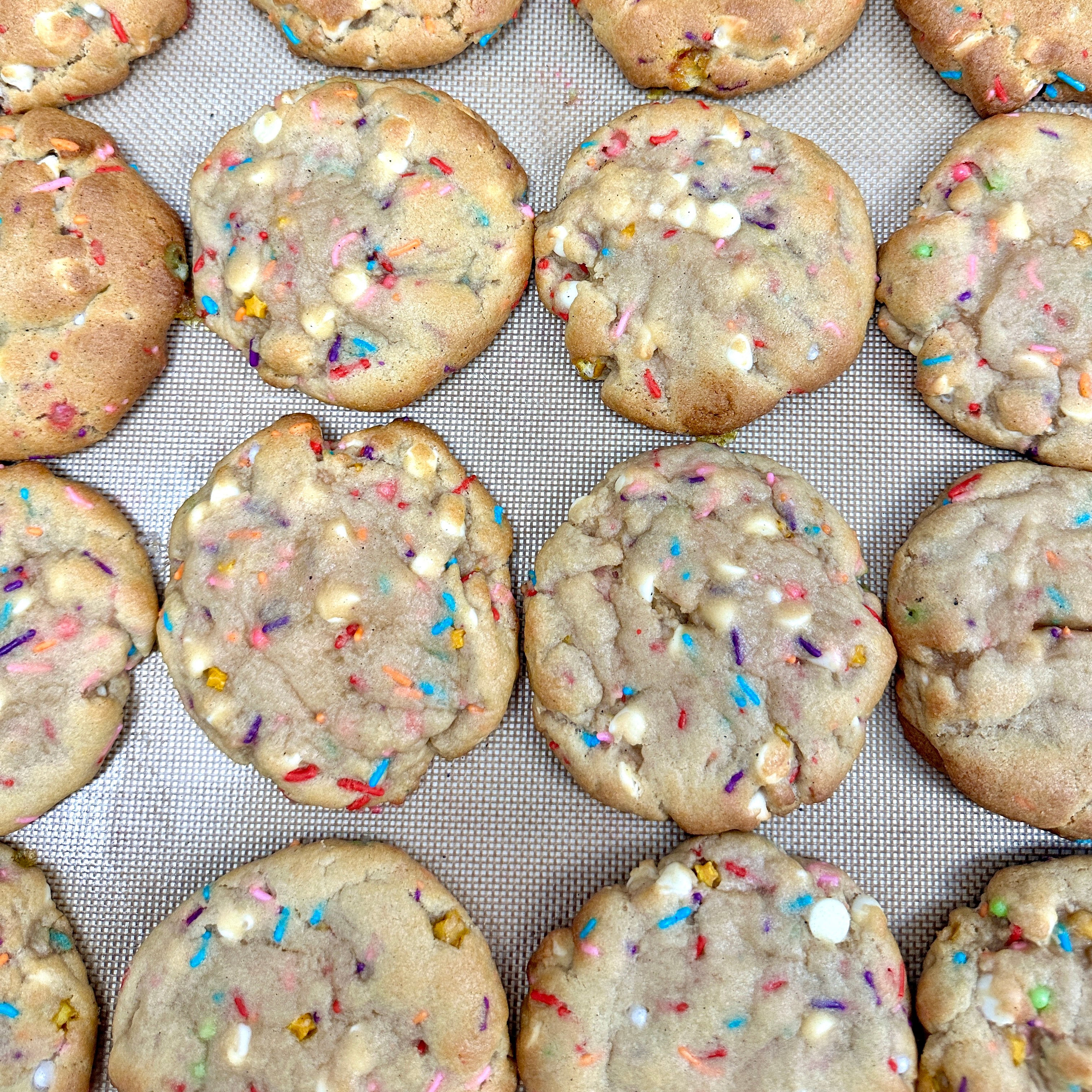 white chocolate confetti cookie