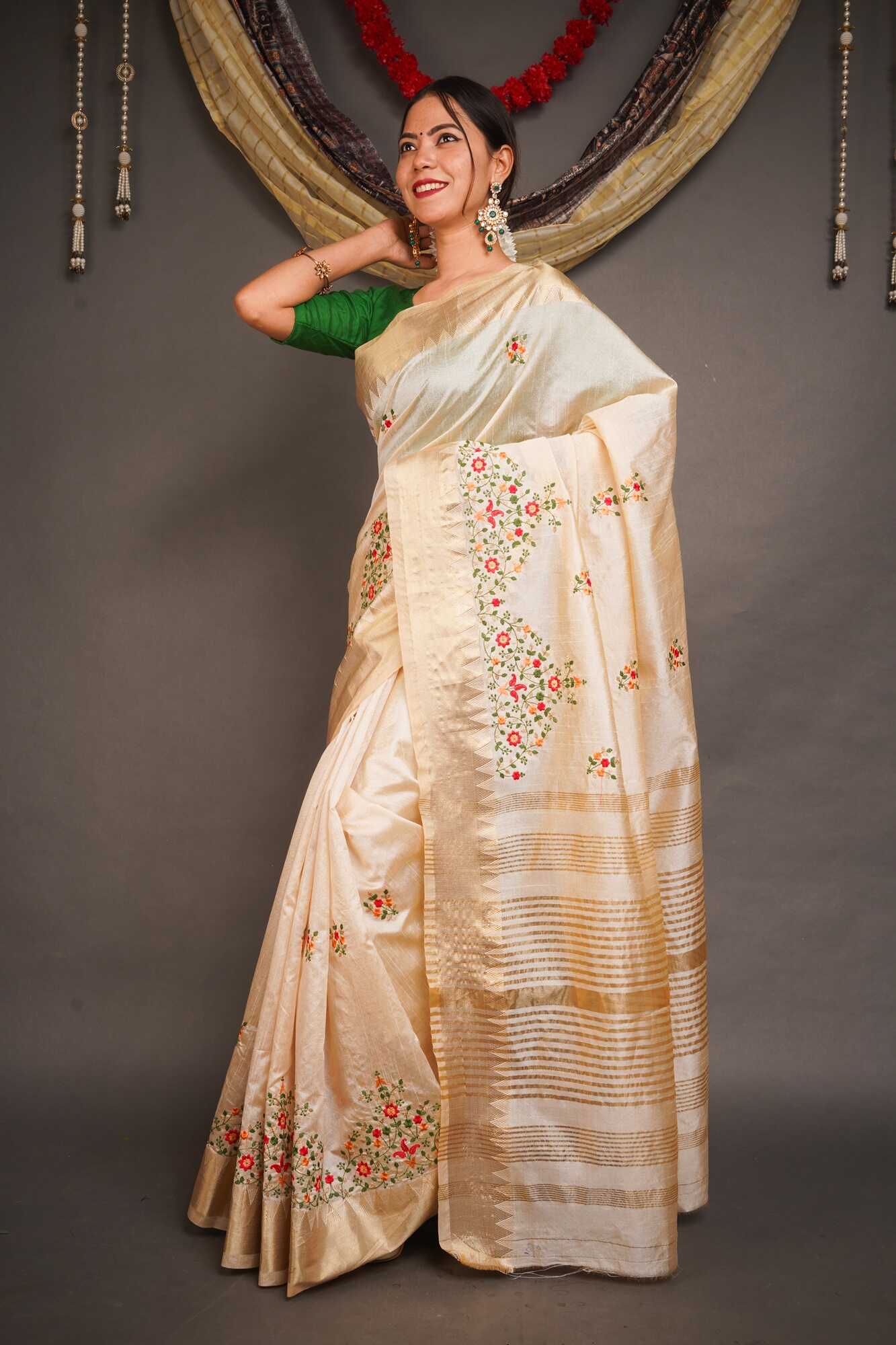 Mekhala Chador Set, Art Muga Silk, jaquard woven, Traditional design