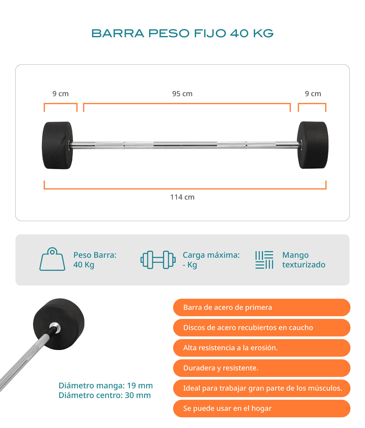 Barra de musculación 2 m 28 mm - Decathlon