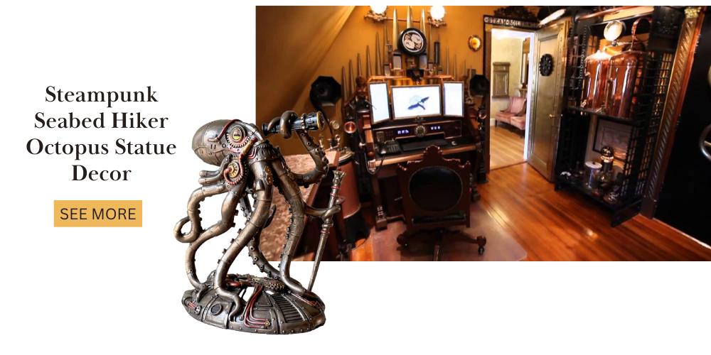 Steampunk Seabed Hiker Octopus Statue Decor