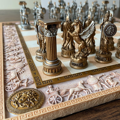 Custom Made Egyptian Goods Home Game Chess Set With Ankh Battlefield Board  Gift