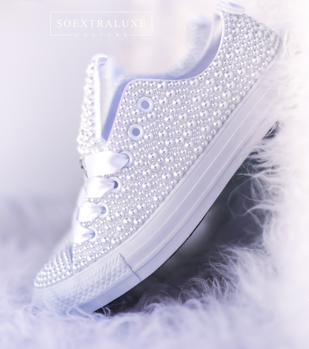 Pearly White Low Top Luxe Converse - SoExtraLuxe