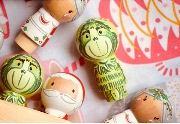 kokeshi peg dolls