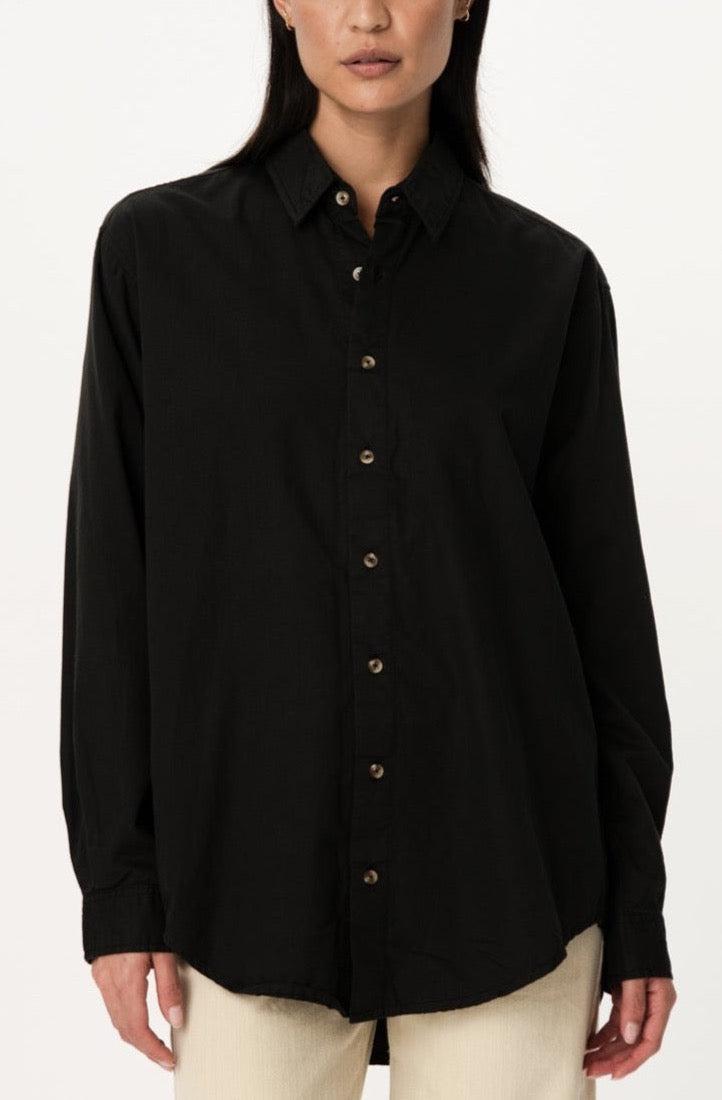 DOYIMBO Cotton Linen Black Shirts for Women 3/4 Sleeve T-Shirt