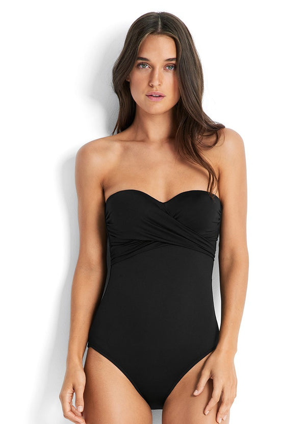 Seafolly DD Wrap Front One Piece - Black – Assef's