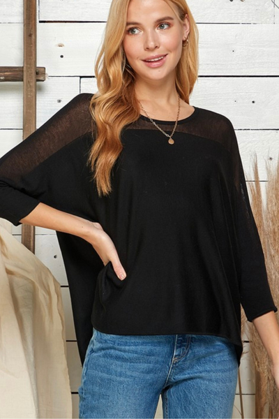 Semi Sheer Dolman Sleeve Top