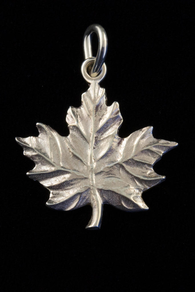 Placer Gold Design Sterling Silver Maple Leaf Pendant