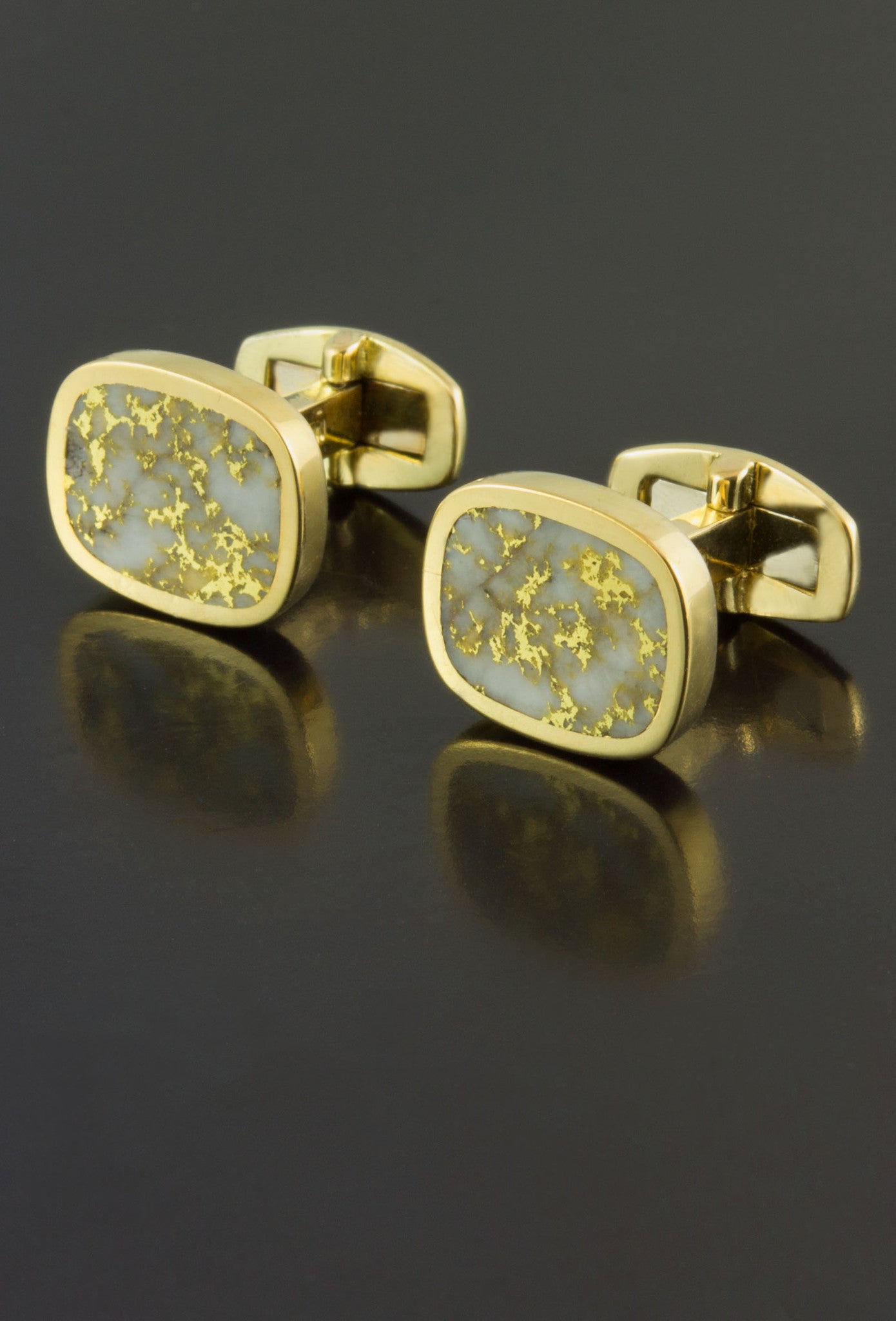 Placer Gold Design Gold in Quartz Cufflinks