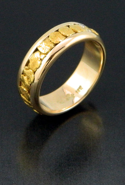 Placer Gold Design - Natural Gold Nugget Wedding Band