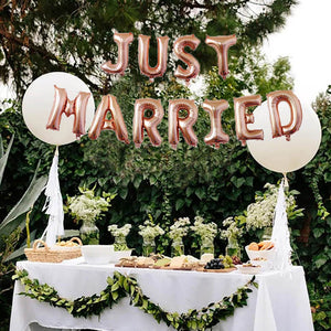 String Balloon Just Married Banner (Do Not Need Helium, Air Pump Sold separately)