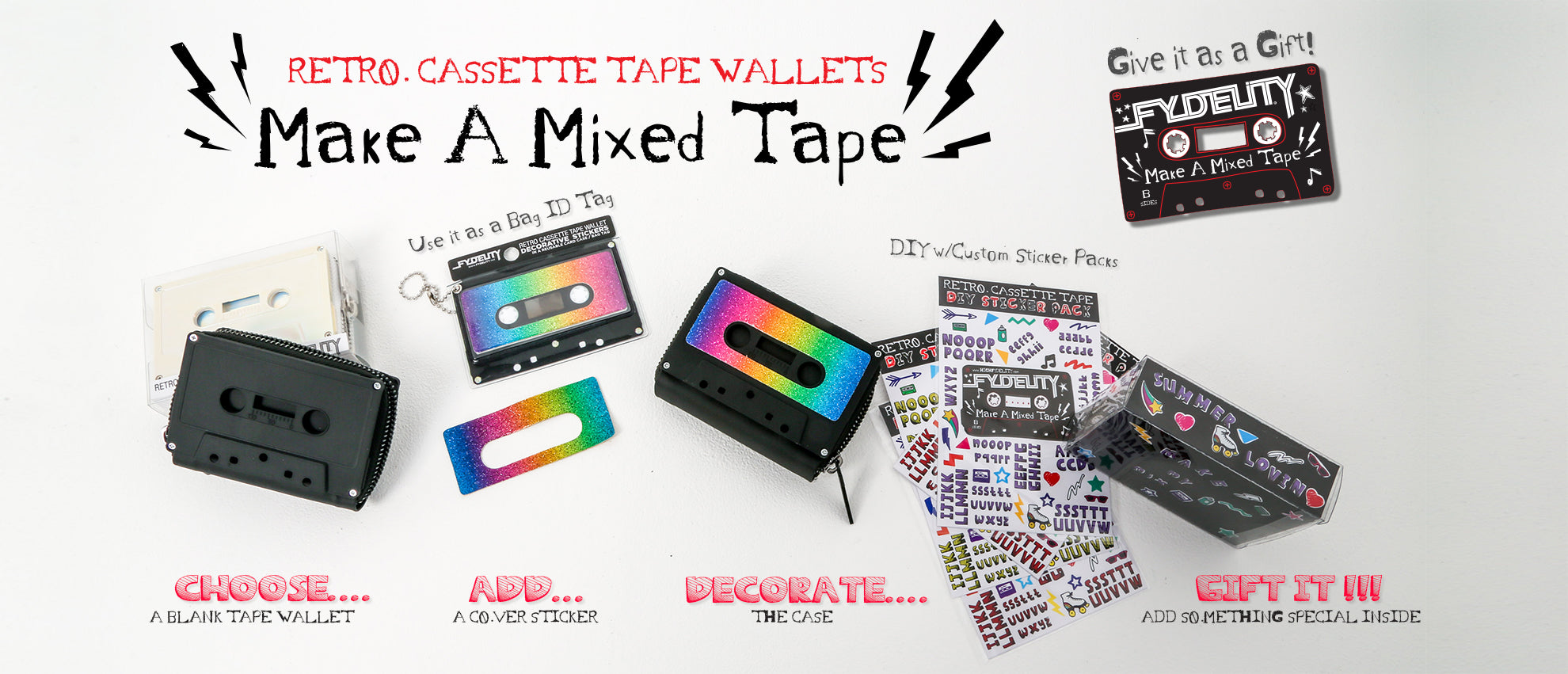 Retro Cassette Tape Wallet - Black