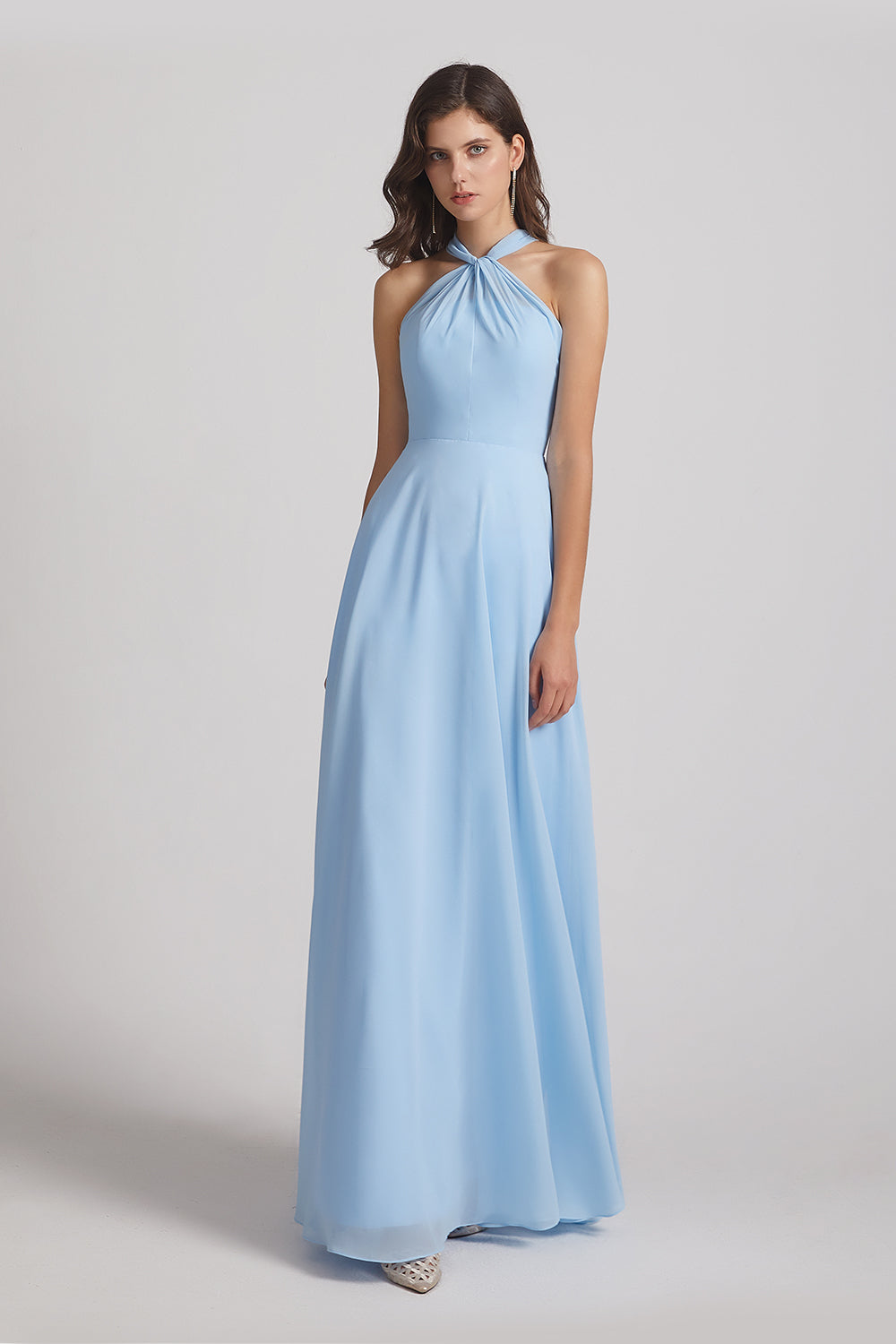 Floor Length Chiffon Bridesmaid Dresses With Criss Cross Neckline (AF0113)