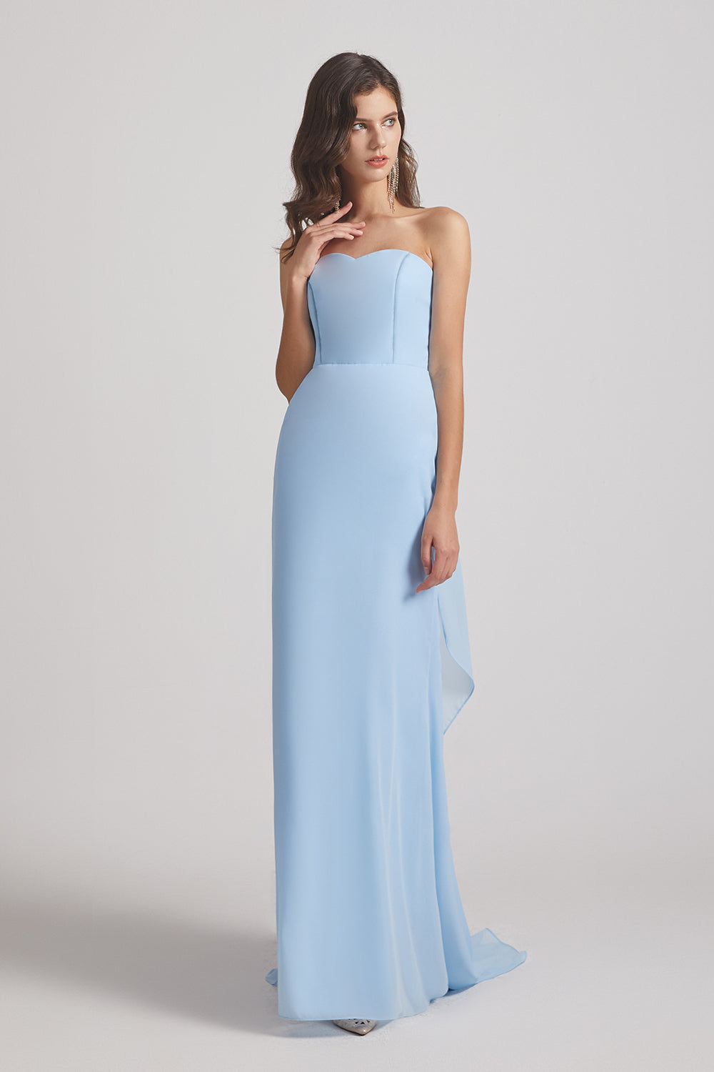 Light Blue Chiffon Strapless Sweetheart Bridesmaid Dresses (AF0020 ...