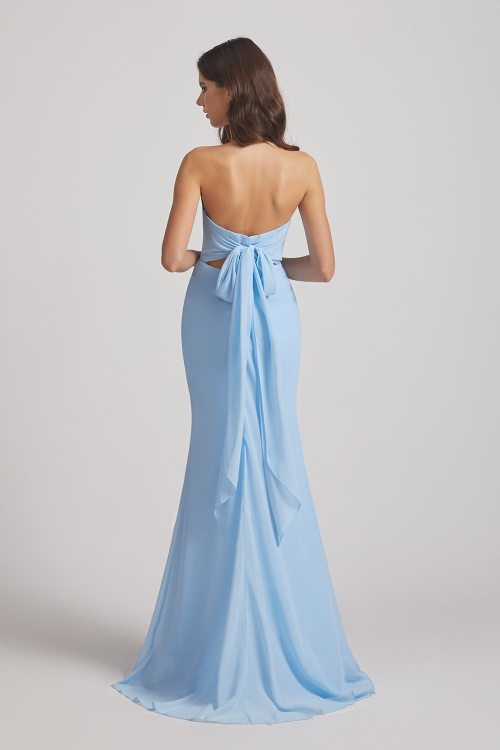 Light Blue Chiffon Strapless Sweetheart Bridesmaid Dresses Af0020 5042