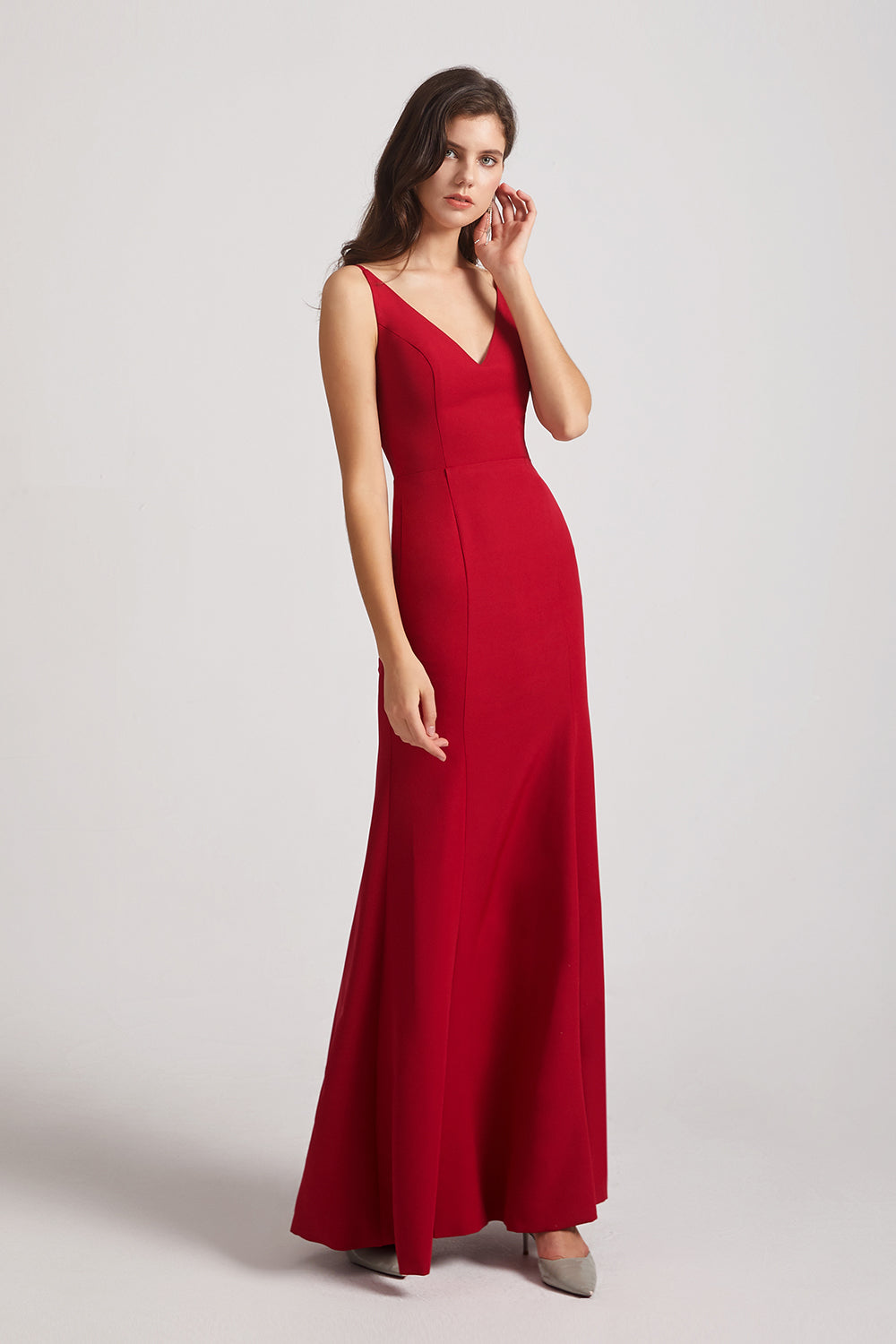 Straps Double V-Neck Trumpet Bridesmaid Dresses (AF0082) – AlfaBridal.com