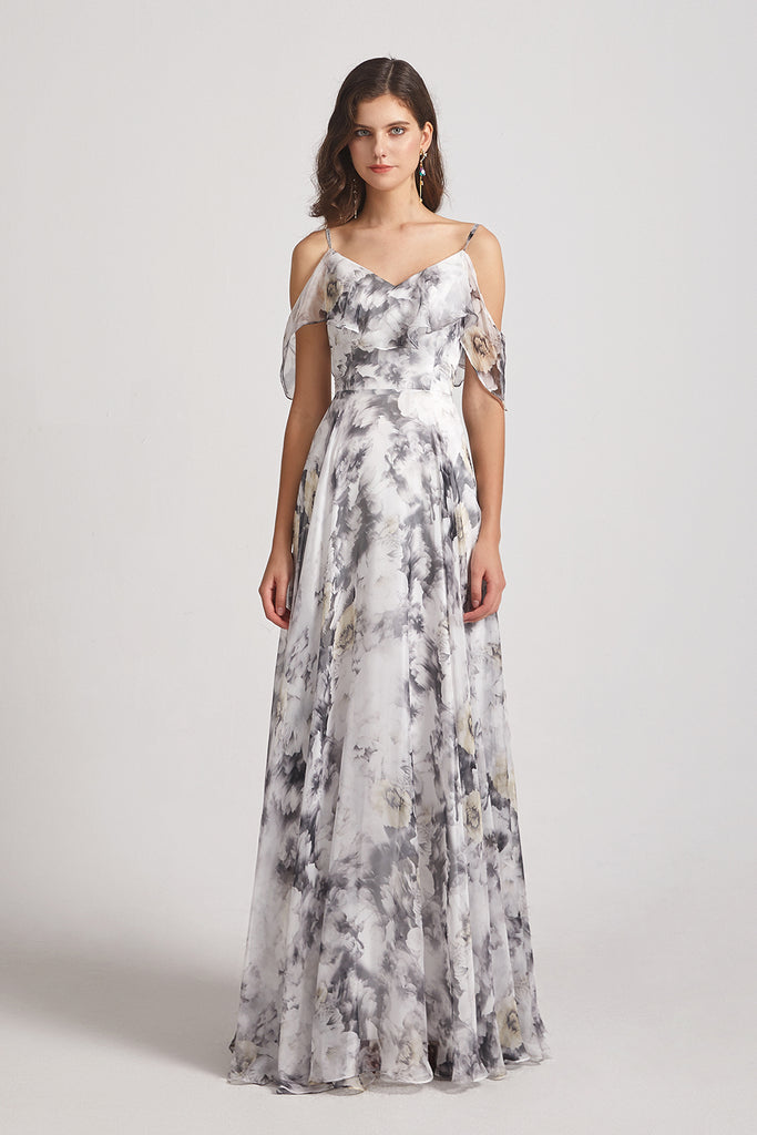 a line chiffon gown