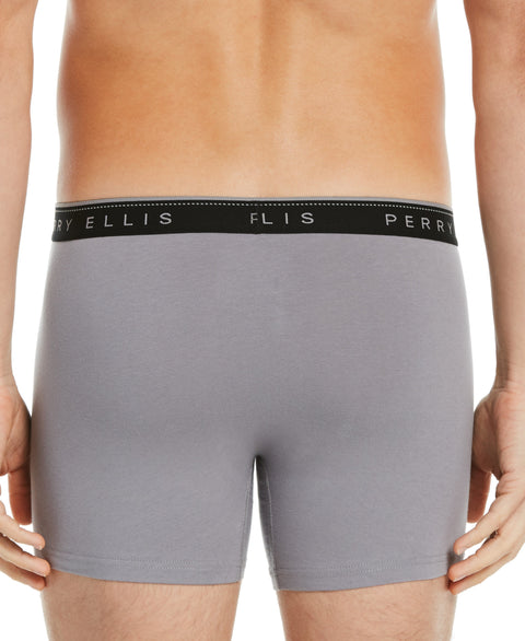 4 Pack Assorted Solid Stretch Boxer Brief Silver Perry Ellis