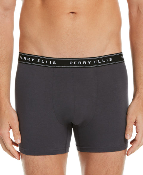 4 Pack Assorted Solid Stretch Boxer Brief Navy Perry Ellis