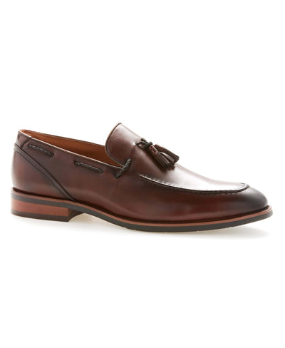 Braided Leather Tassel Loafer Brown Perry Ellis