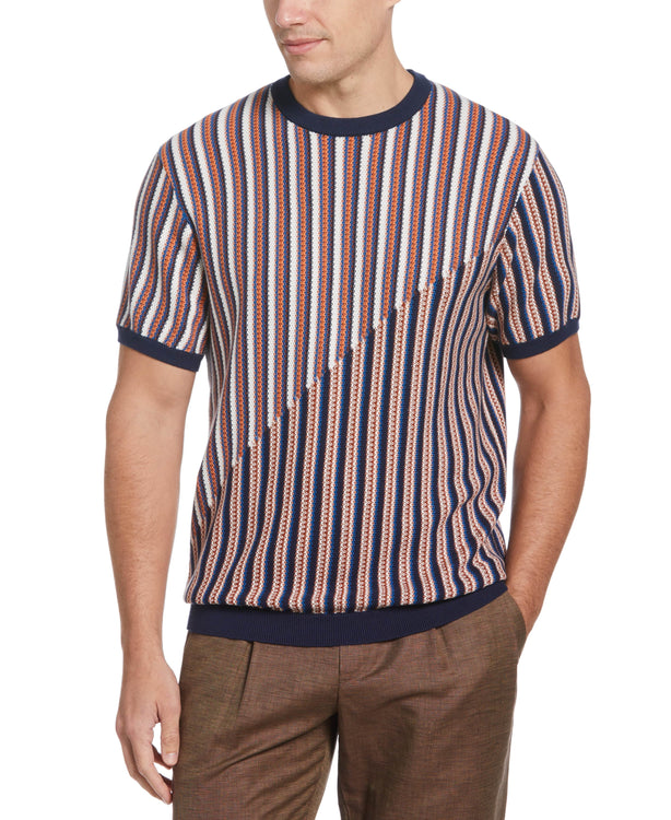 Men's Diagonal Striped V Neck Jumper