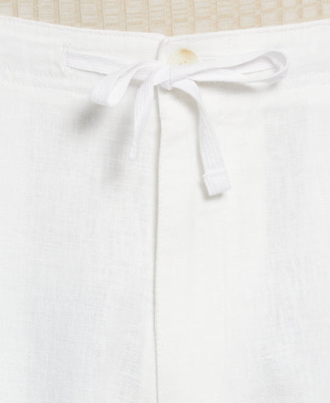 Drawstring Linen Blend Stretch Short