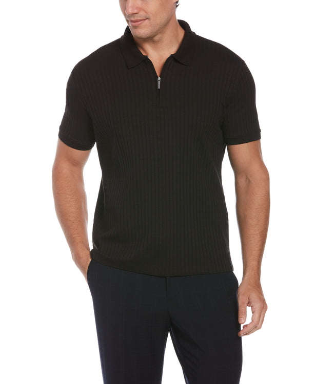 Mens Short Sleeve Polo Shirts Ribbed Quarter-Zip Front Lapel Neck