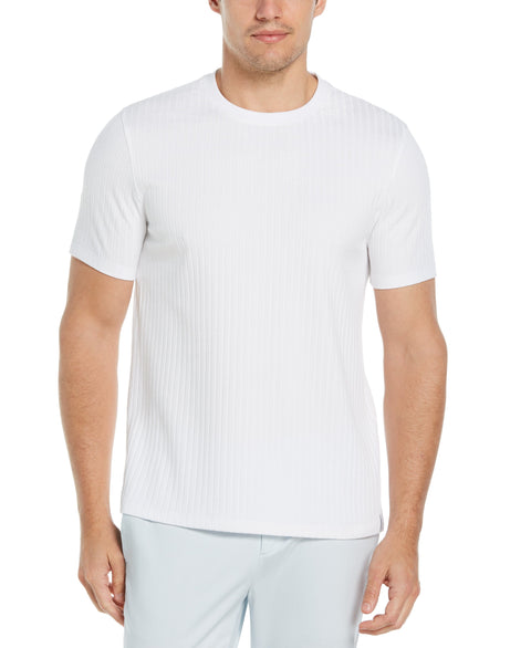 Rib Knit Crew Neck Tee Bright White Perry Ellis