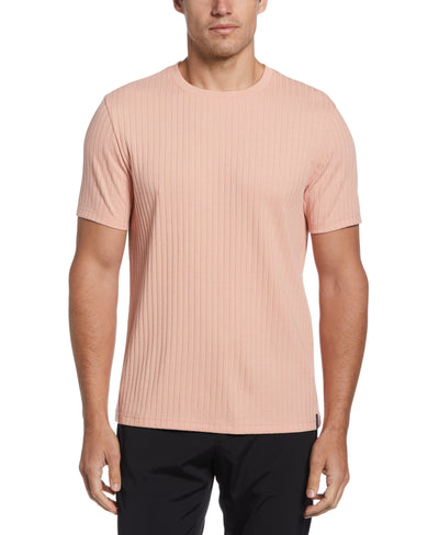 Rib Knit Crew Neck Tee (Peach Beige) 